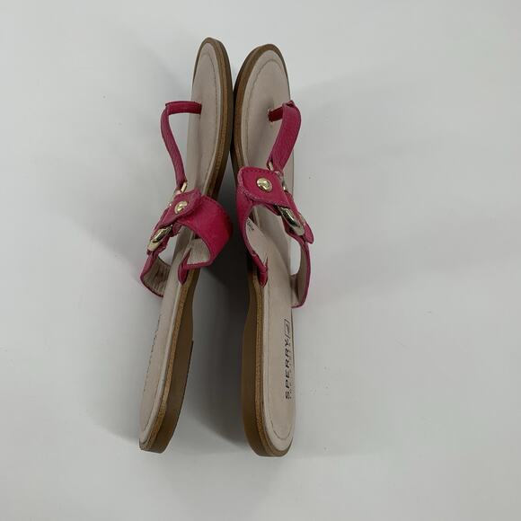 Sperry Top Siders Carolina Leather Slip On Thong Sandals Size 8 Womens Dark Pink - Picture 3 of 8